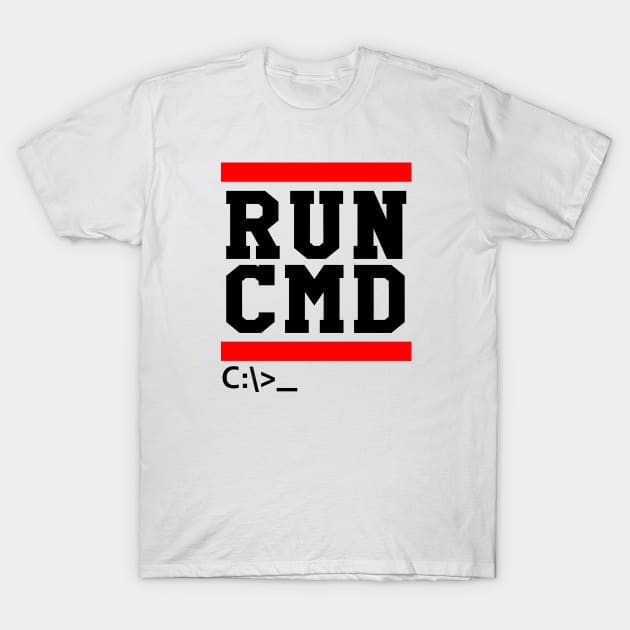 Run-CMD Funny Command Prompt Computer Programmer T-Shirt by Wakzs3Arts